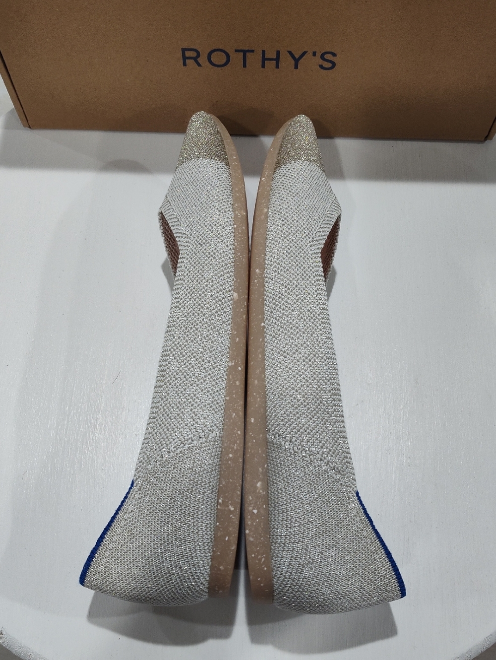 Rothy's The Point Diamond Metallic Flats In Size 9 New In Box - Picture 6 of 12